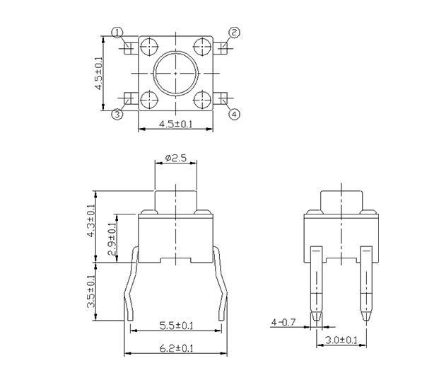 四腳插件輕觸開(kāi)關(guān)圖紙